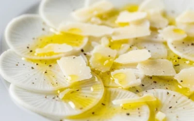 Carpaccio de radis noir au citron et parmesan
